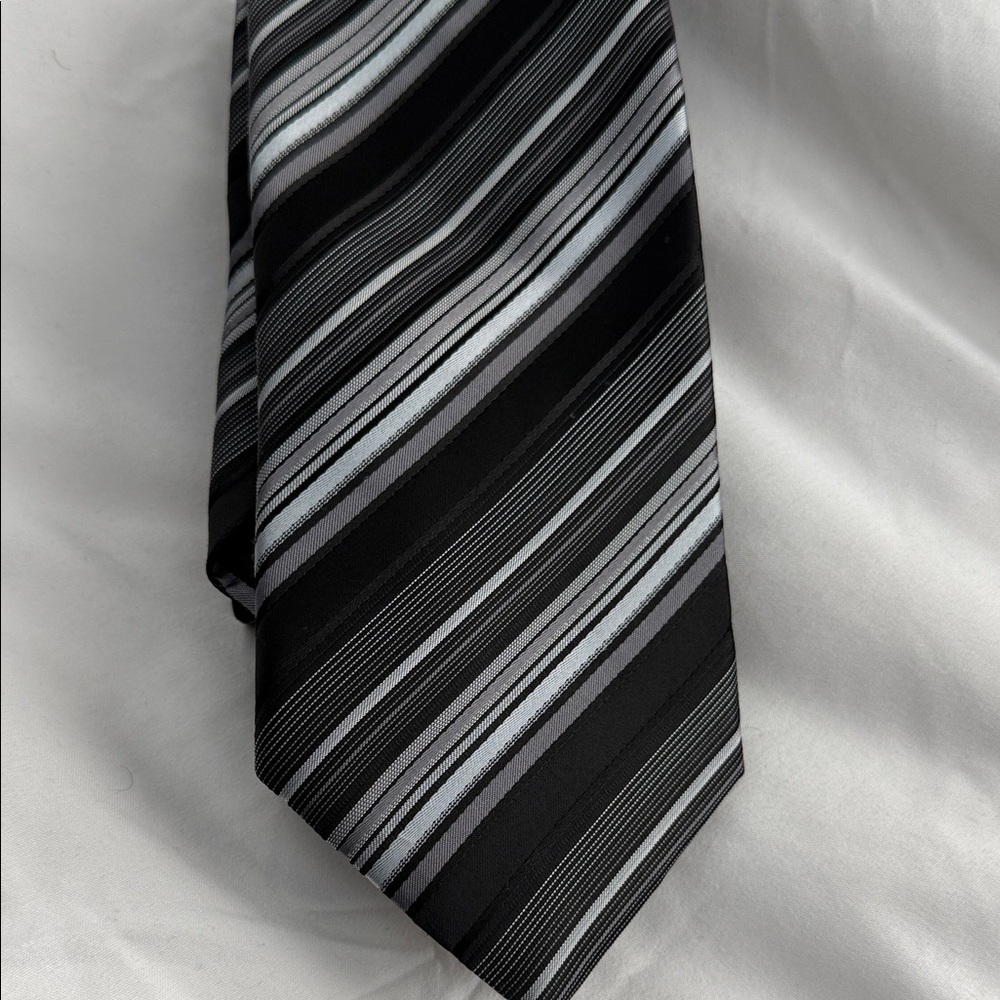 Elegant Black and Gray Striped Tie and Red Black and Blue Tie.